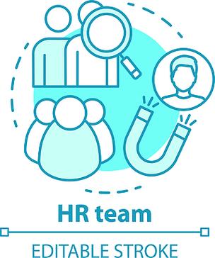 人力资源团队概念图标就业服务,招聘理念细线图员工搜寻和人力资源